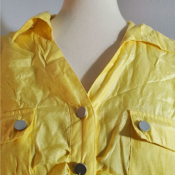 Ashley Stewart Yellow Button Down Rouched Top Size 18W - Picture 6 of 12